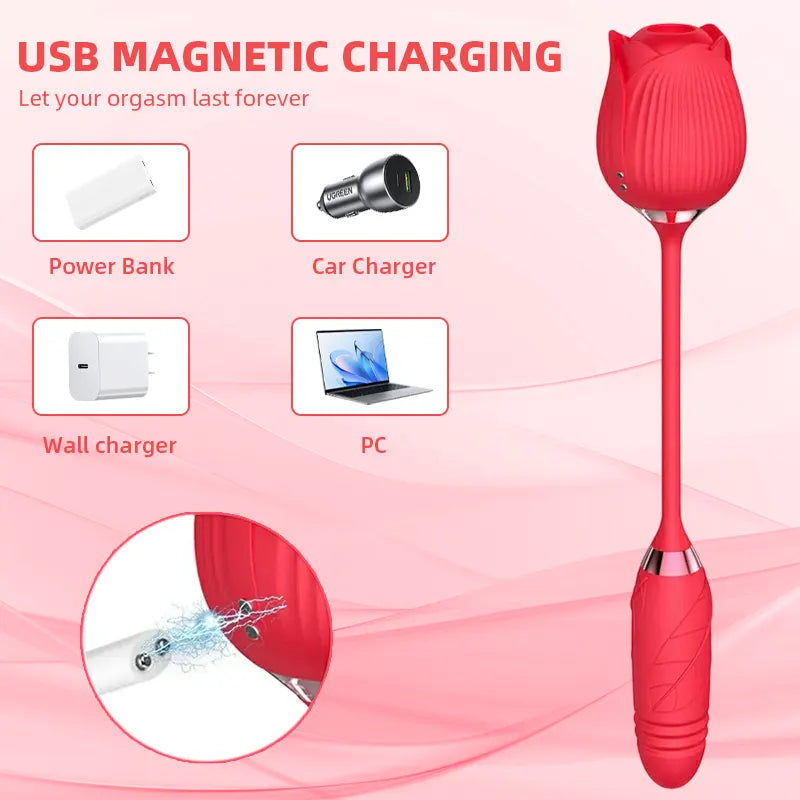 Rose Vibrator with Suction